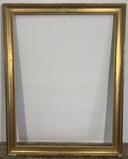 Cadre ancien XIXà doré à décors perlé 8F Feuillure: 59,5x44,5 cm Vue: 46x38 cm