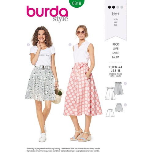 Burda 6319 jupes femmes patron - burda,