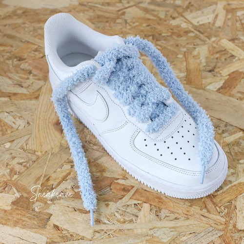 Lacets fluffy épais - bleu,