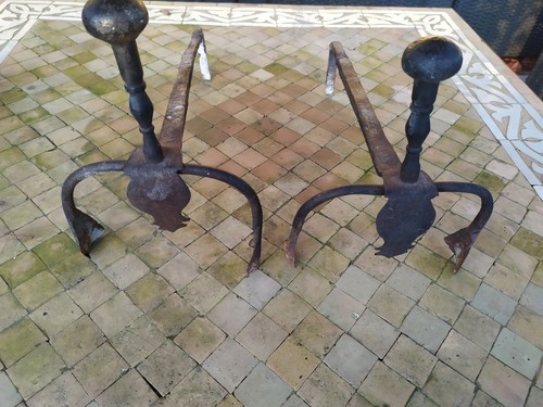 Paire chenets en fer - chenets,