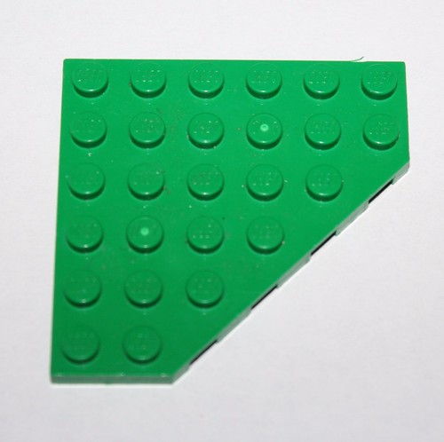 Lego green wedge plate 6x6 - wedge, cut
