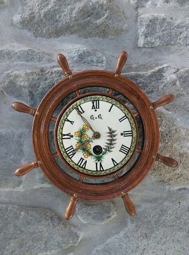 Horloge bois faïence - bois,