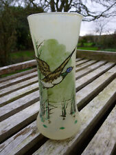 ANCIEN VASE EMAILLE CANARD A L' ENVOI DANS MARAIS SIGNE JEM NO LEGRAS