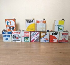 Lot 11 Bidons Huile Ancien ( Bidon Elf Bp Igol Esso Renault Antar )