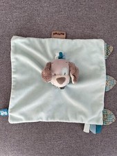 Doudou plat Chien bleu gris Gaston et Cyril NATTOU