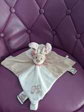 Doudou plat lapin NOUKIE'S Oscarine et Léontine rose marron Fleur