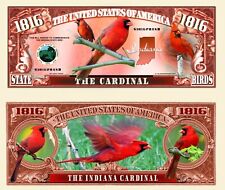 CARDINAL ROUGE - BILLET MILLION DOLLAR ! Oiseau INDIANA Etats US Animal Birds of