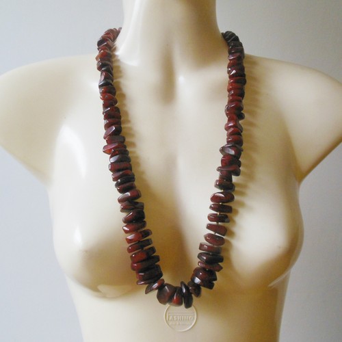Ancien collier ambre cerise - collier,