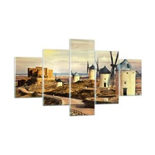 Impression sur Verre 125x70cm Tableaux Image Moulin à vent andalousie paysage