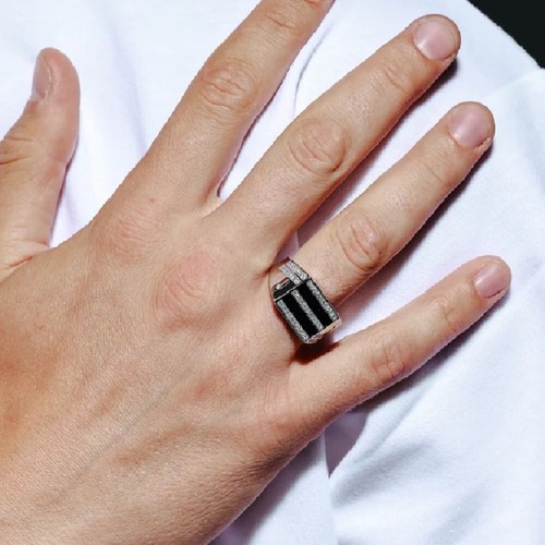 Homme argent sterling noir - sterling,
