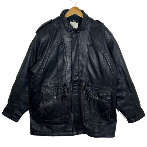 Veste cuir noir - cuir, vintage