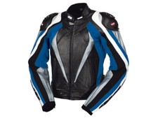 iXS Veste en Cuir Corbin Schwarz-Blau-Weiß Blouson Moto de Vachette
