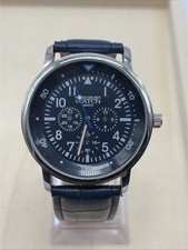 Montre Homme Atlas for Men Noire Bracelet Cuir Pile Neuve Élégante #Q13