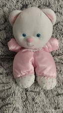 Doudou Peluche Vintage  FISHER PRICE Ours Tissu Rose Satin