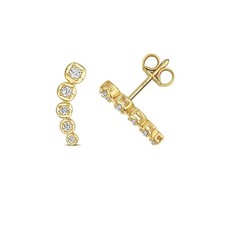 Boucles d'Oreilles Femme Or 375/1000 et Diamant 0.20 Carat - 14mm*4mm