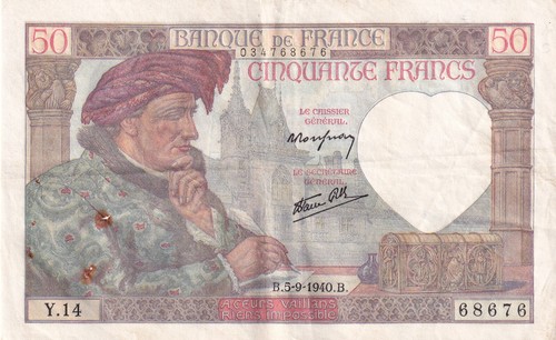France francs jacques - 50, coeur