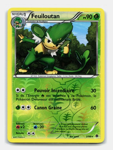 Carte pokémon feuiloutan 98 - carte, 2/98