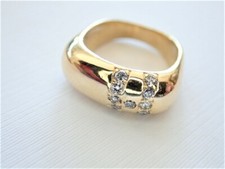 Bague jonc diamants vintage or