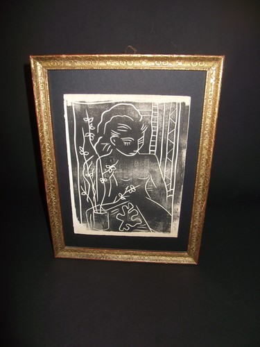 Linogravure ancienne signée - ancienne,