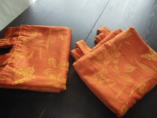 lot de 2 rideaux épais orange / brique motif floral