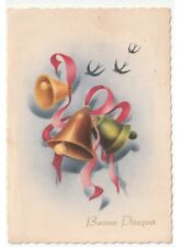 Cartolina D'Époque 1958 Campanes Pasquali Rondini En Volo Bonne Pâques