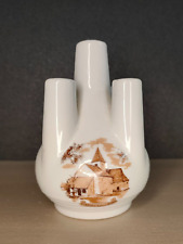 VASE PIQUE FLEURS 5 EMPLACEMENTS EN PORCELAINE DÉCORÉ FRANCE CASTELROUX 