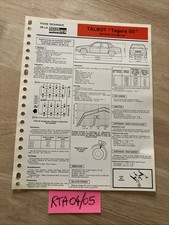 Fiche technique automobile Talbot Tagora SX V6 1984 RTA