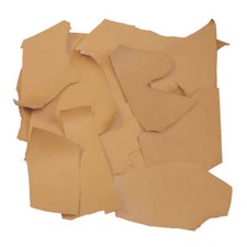 1 kg de chutes de cuir de veau tannage végétal teinté - MARRON CLAIR INCA - Ép 2