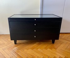 PAIRE DE 2 CHEVETS EN BOIS NOIR TEINTE