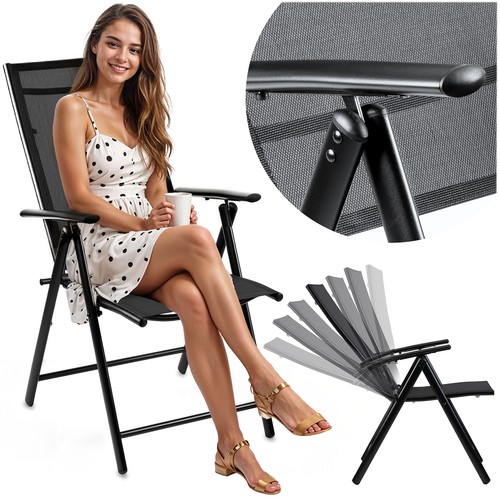 Chaise jardin pliante noire - chaise,