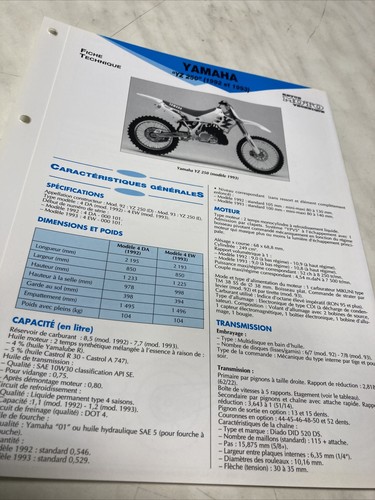 Yamaha yz250 4da - 4da, 4ew