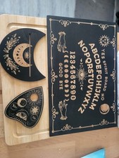 Planche de Ouija Noire – Communication & Mystère. En Bois. 3 Pièces. Spiritisme 