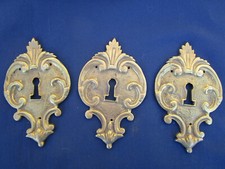 3 grandes entrées serrure laiton style Louis XV meuble commode 12,5 x 7,7 cm