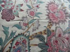 ANCIEN TISSU VINTAGE FRENCH FABRIC FLEURS BON ETAT COUPON DE TISSUS