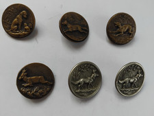 6 boutons anciens de chasse et vènerie de 23 mm