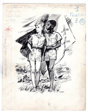 DESSIN ORIGINAL PIERRE JOUBERT SIGNE DE PISTE 155 Avt. Katanga Frontis p7 SCOUT