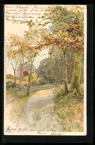 Lithographie soleil chemin - du,