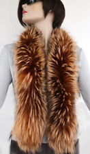 Fourrure Écharpe Renard Argenté 2in1 Boa Loop Col Étole Manteau Filets Mode Ocre