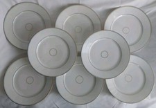 8 PETITES ASSIETTES EMPIRE PORCELAINE DE PARIS FILETS BLEUS & OR D21 fin XIXème