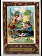 CALENDRIER de POCHE 1887 sur 6 mois / AMIDON HOFFMANN / LESSIVE du CHAT blanc