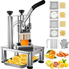 VEVOR Coupe-Frites Commercial Coupe-Légumes Fruits Multifonction 4 Lames Inox