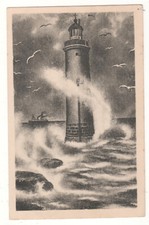 CPA 50 - GOUVILLE-sur-MER : PHARE DE SENNEQUET UN JOUR DE TEMPÊTE (MANCHE)
