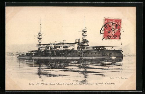 Cpa cuirassé charles - charles, martel