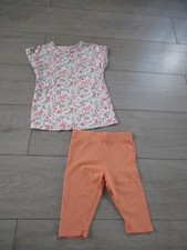 Tunique à fleurs rouges + legging pantacourt orange 3 ans