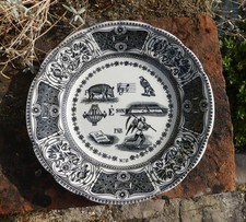 GIEN assiette en faïence, REBUS illustré, en parfait état DIAMETRE 19,7cm