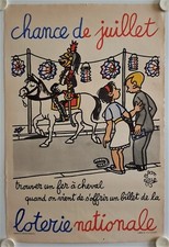 Affiche Loterie Nationale 1965 CHANCE DE JUILLET - illustr JEAN EFFEL