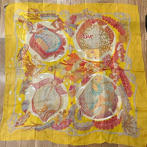 Foulard soie jaune poisson - foulard,