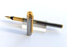 Cartier stylo plume Santos acier et or bicolore luxe rare fountain pen 18k nib