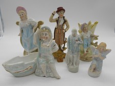 LOT DE 6 FIGURINES EN BISCUIT VASES ENFANTS ANGE PÊCHEUR EN PORCELAINE ALLEMANDE