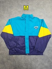 Veste Coupe Vent, windbreaker, Vintage Adidas 80s, bleu et jaune - Taille M